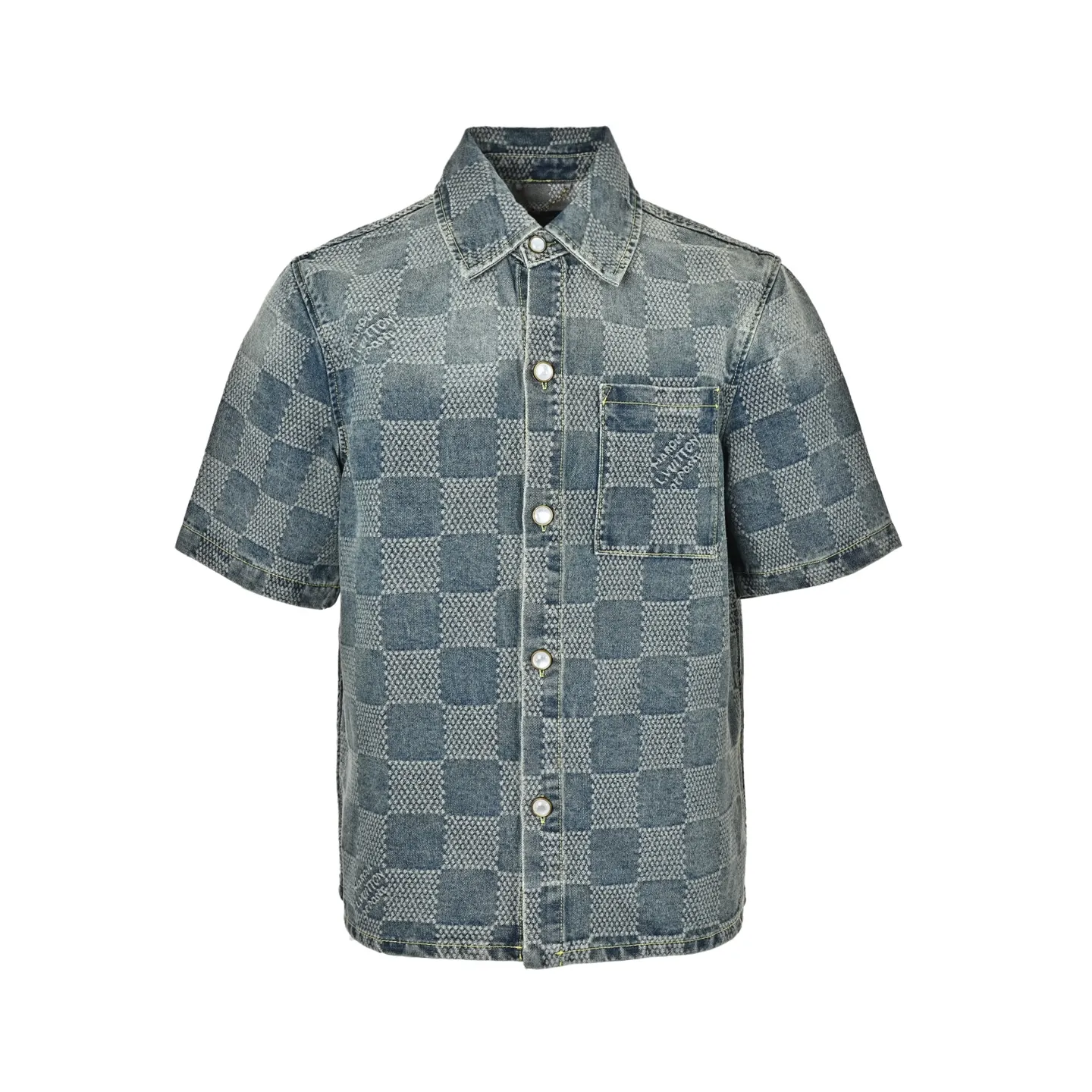 Louis Vuitton/Louis Vuitton all-over checkerboard denim short sleeves